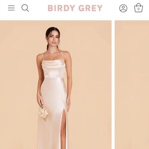 Birds grey champagne satin convertible dress